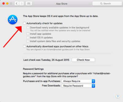 turn auto update on for mac app store